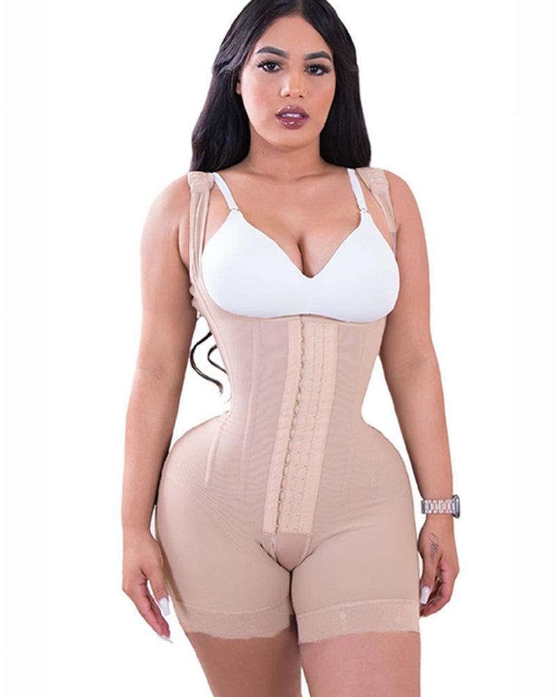 High Double Compression Garment Abdomen Control HOOK AND EYE CLOSURE Tummy Control Adjustable Bodysuit - Wishe