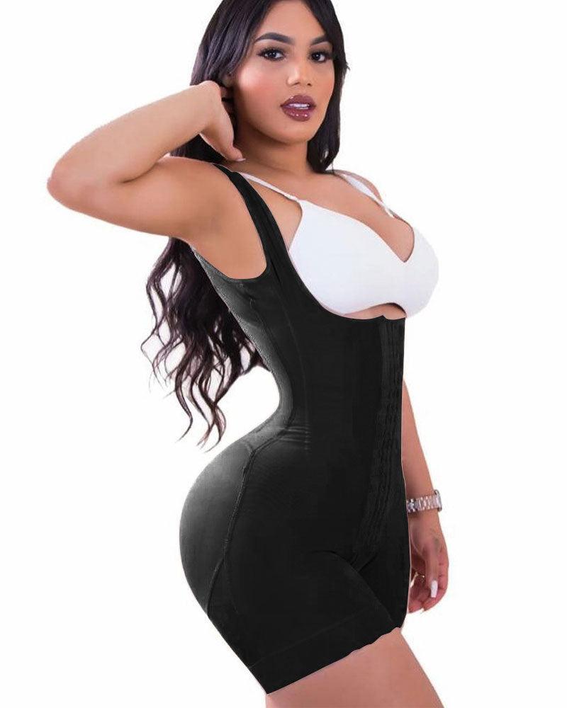 High Double Compression Garment Abdomen Control HOOK AND EYE CLOSURE Tummy Control Adjustable Bodysuit - Wishe