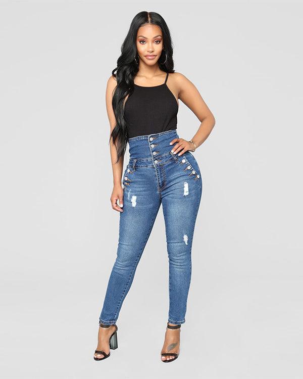 High Rise Stretch Jeans - Wishe