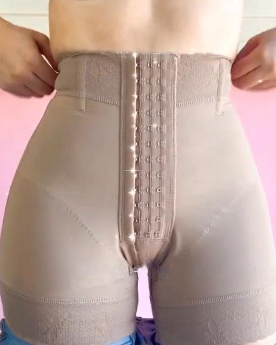 High Waist Butt Lift Shorts With Three Levels Of Hook And Eyes - Wishe