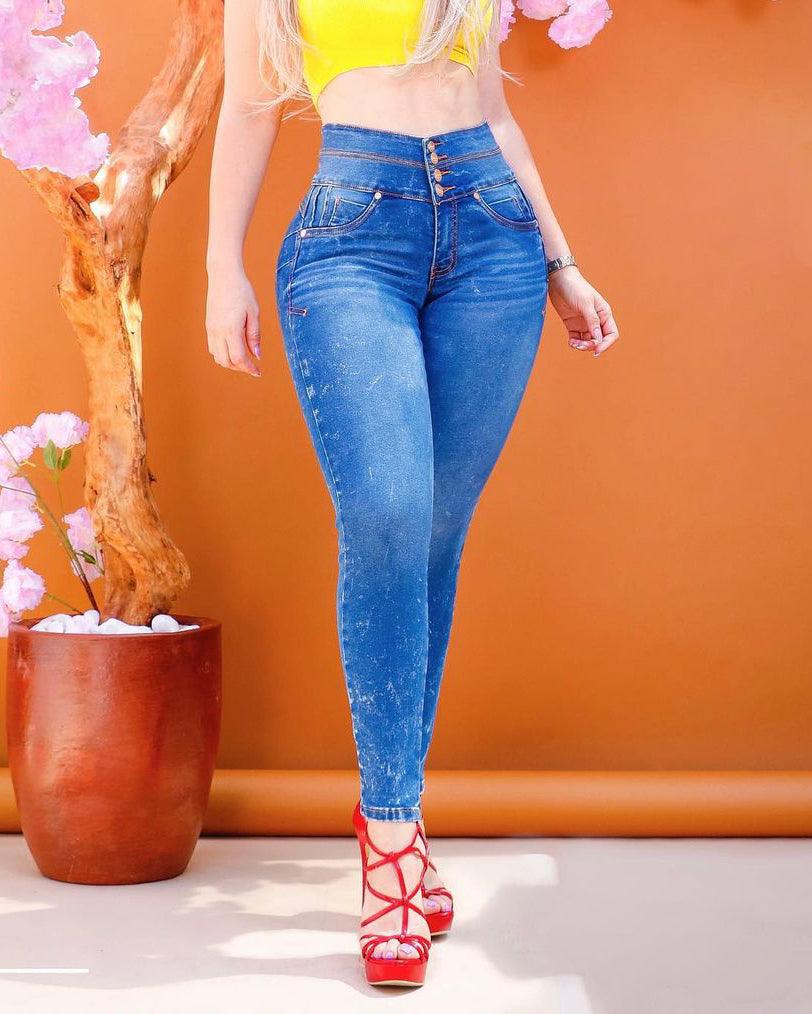 High Waist Skinny Stretchy Jeans - Wishe