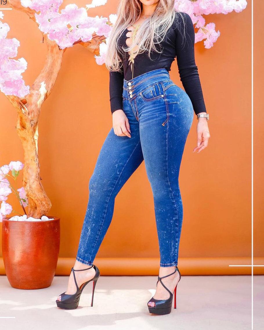 High Waist Skinny Stretchy Jeans - Wishe