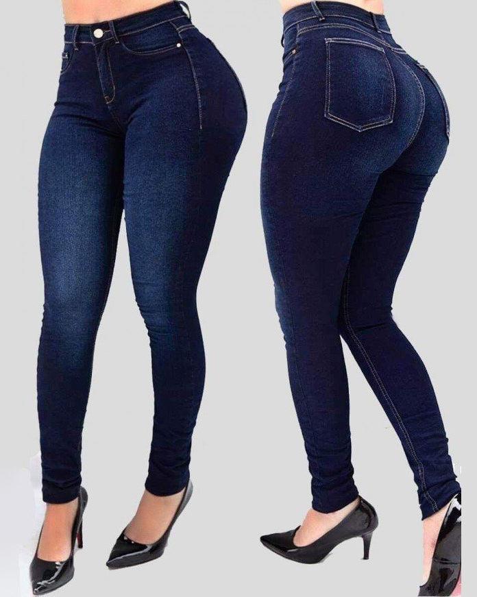 High-waist Stretch Slim-fit Shaping Jeans - Wishe