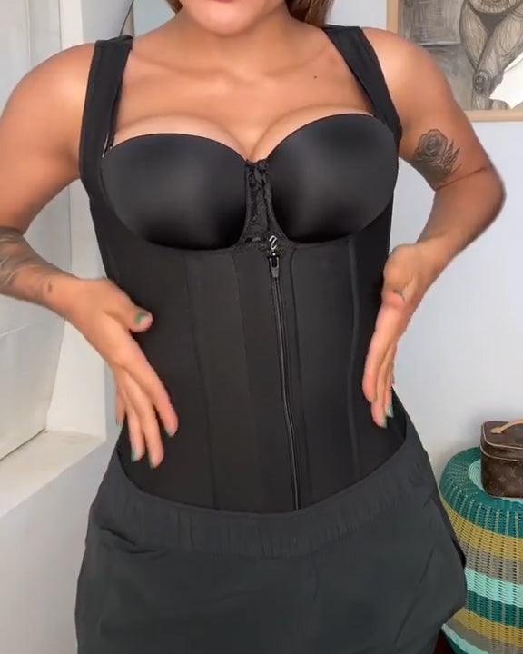 Internal Hooks Tummy Control Zipper Waist Trainer - Wishe