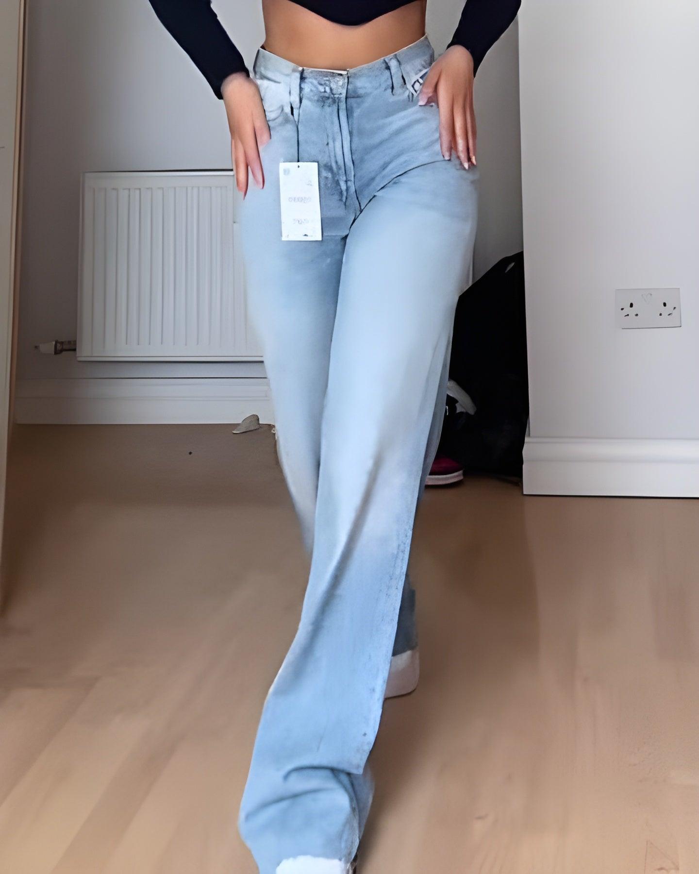 High Waist Light Blue Wide Leg Fashion Demin Pant