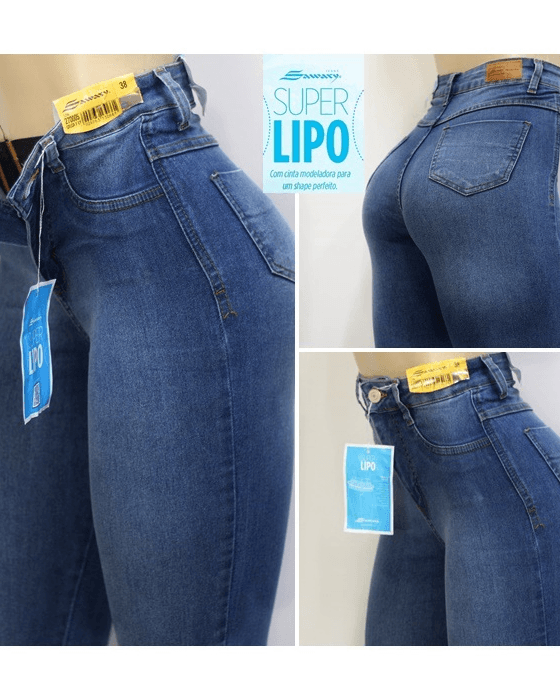 Sawary Jeans High Waist With Super Lipo Spandex - Wishe