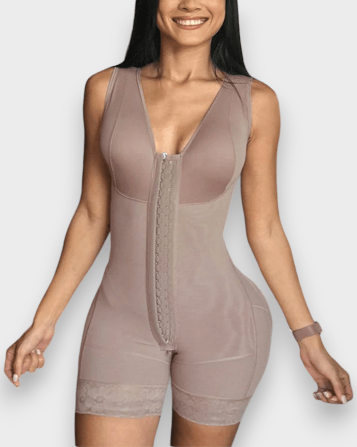 Women’s Shapewear Slimming Bodysuit Body Shaper With Front Closure Hook-eye Body Briefer Tummy Control Breasted Faja - Wishe