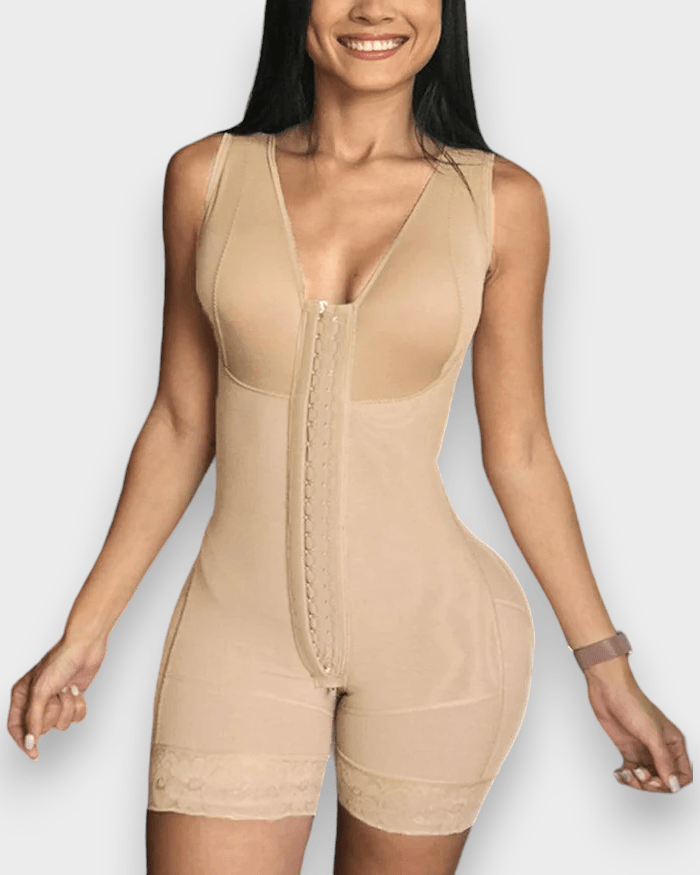 Women’s Shapewear Slimming Bodysuit Body Shaper With Front Closure Hook-eye Body Briefer Tummy Control Breasted Faja - Wishe