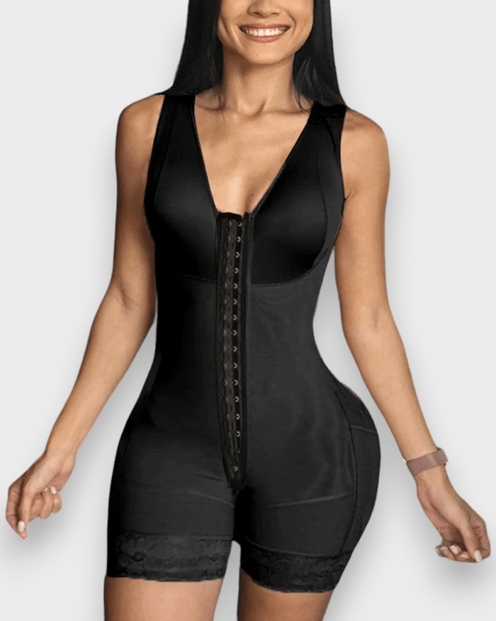 Women’s Shapewear Slimming Bodysuit Body Shaper With Front Closure Hook-eye Body Briefer Tummy Control Breasted Faja - Wishe