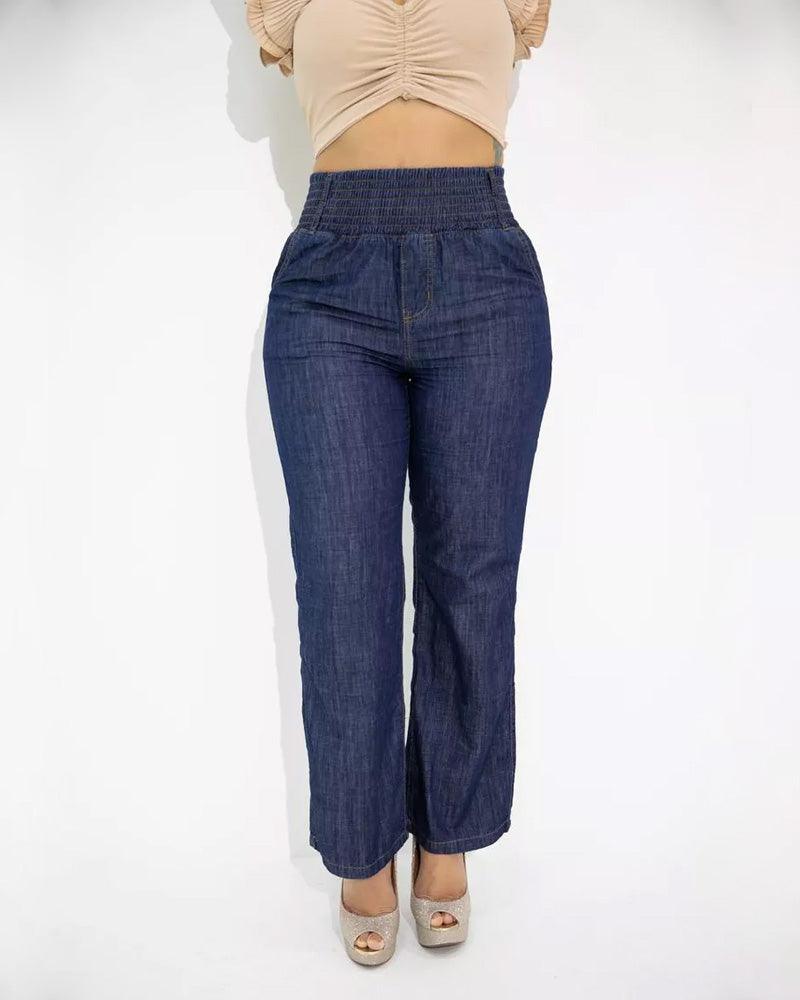 Wide-Leg Jeans With Elastic Waistband（Pre-Sale) - Wishe