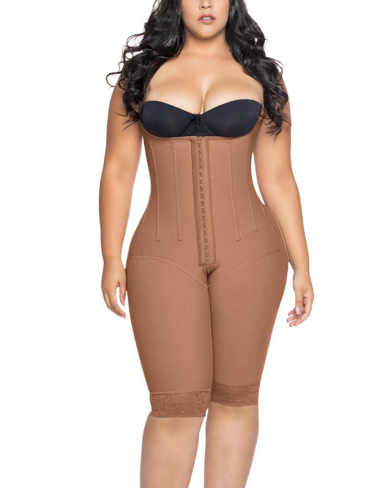 Knee Length Underbust Body Shaper Fajas For Women Postpartum Girdle Body Shaper - Wishe