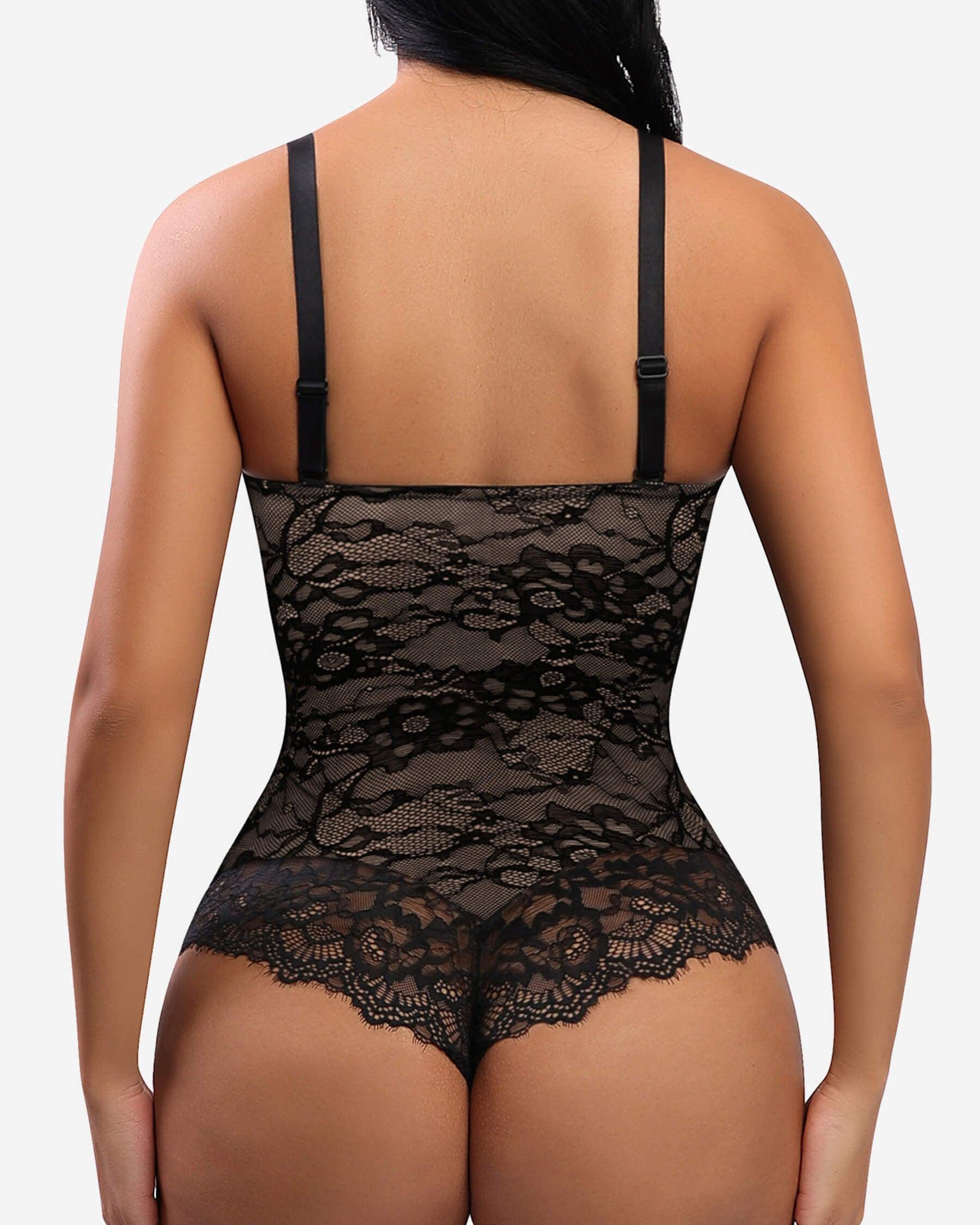 Lace V Neck Full Bodysuit Underwear - Wishe