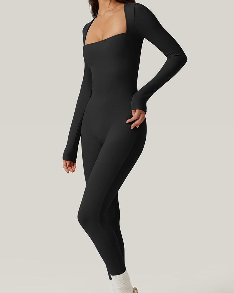 One-Piece Yoga Suit With Generous Collar (Pre-Sale) - Wishe