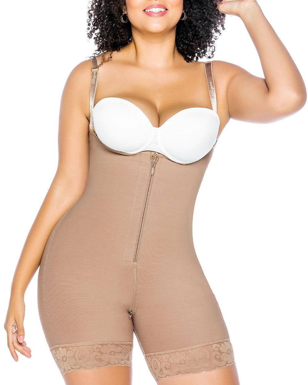 Internal Hooks FIirm Compression Tummy Control Zipper Shapewear - Wishe