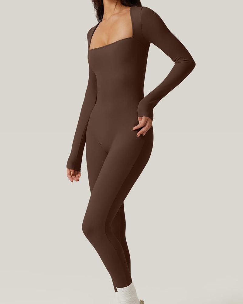 One-Piece Yoga Suit With Generous Collar (Pre-Sale) - Wishe