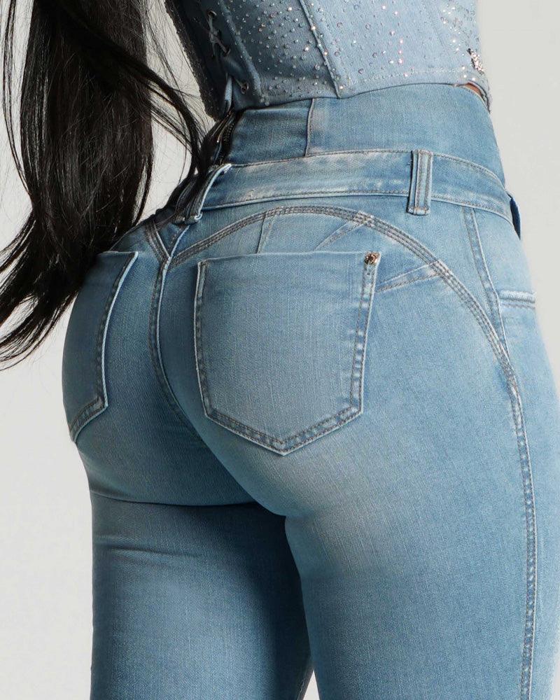 High-Waisted, Back-Zip Skinny Jeans (Pre-Sale) - Wishe