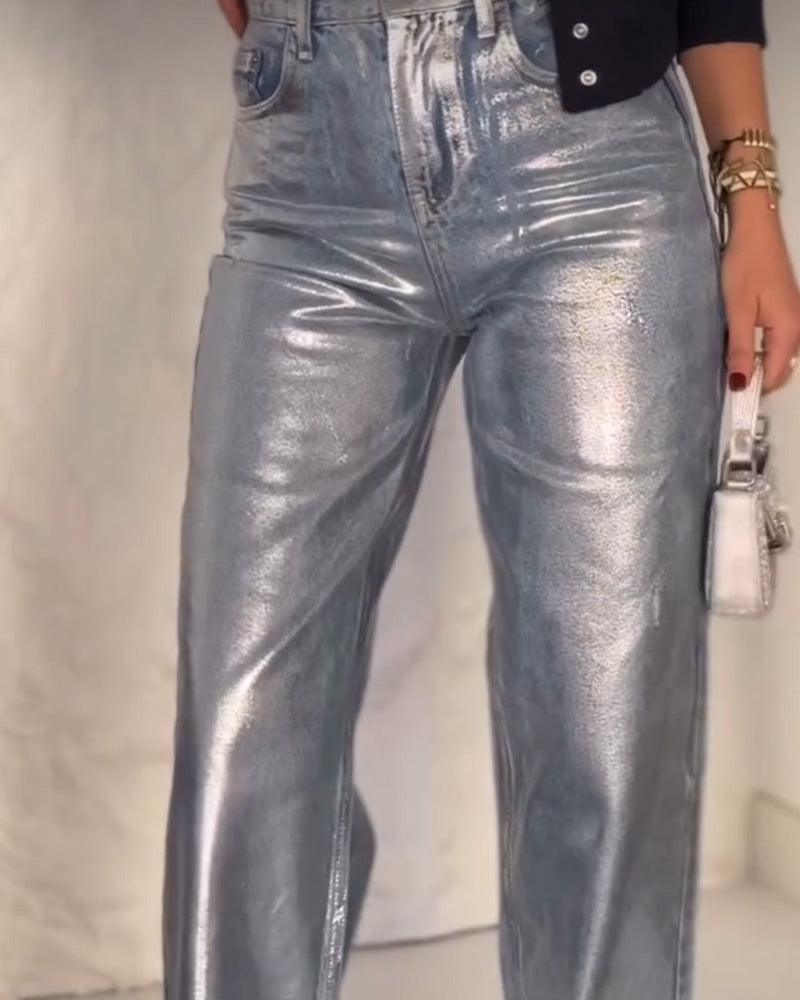 Metallic Baggy Jeans (Pre-Sale) - Wishe