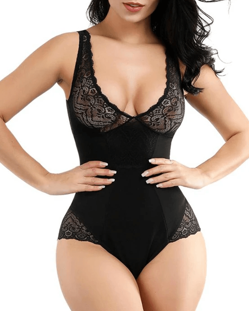 Sexy Deep V Bodysuit Full Body Girdle Shapers Leotard Bodies Control Tummy Bodyshaper Shapewear - Wishe