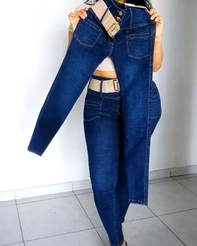 Waist Tight High-Waisted Jeans (Pre-Sale) - Wishe