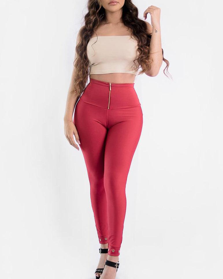 Skinny Zipper Peach Butt Pants - Wishe