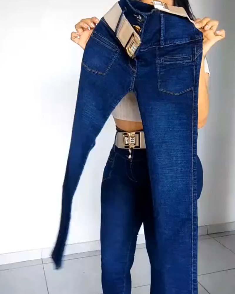 Waist Tight High-Waisted Jeans (Pre-Sale) - Wishe