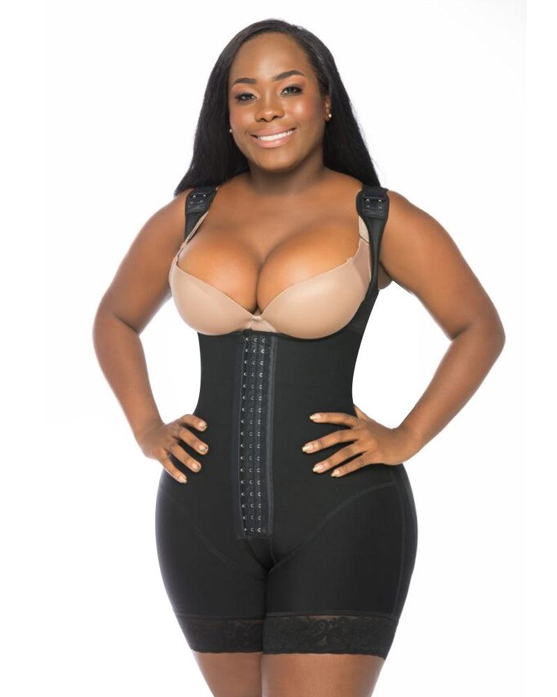 Women's Shapewear HOOK AND EYE CLOSURE Tummy Control Adjustable Crotch Open Bust Bodysuit - Wishe