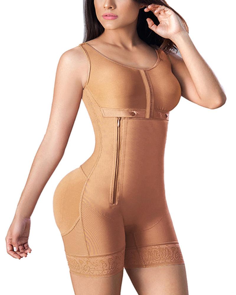 Bodysuit Bodyshaper For Women Side Zipper Adjustable Breast Support Tummy Control Shaperwear - Wishe