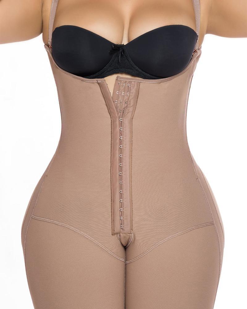 Knee Length Underbust Body Shaper Fajas For Women Postpartum Girdle Body Shaper - Wishe