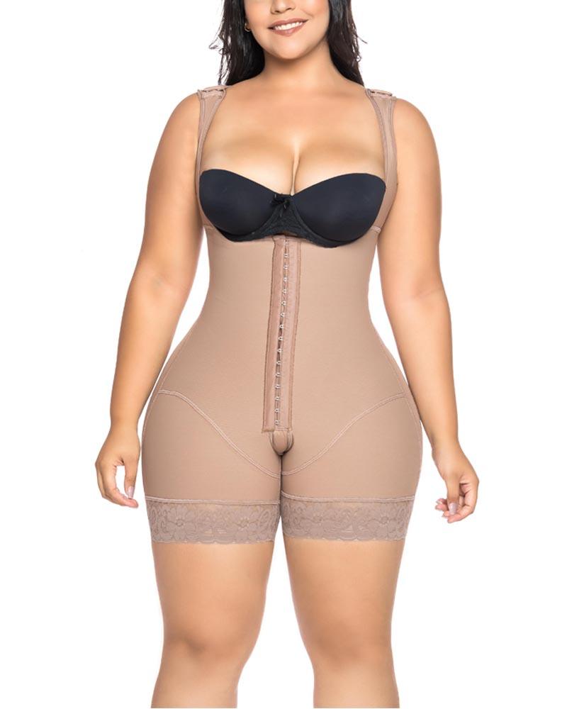 Women's Shapewear HOOK AND EYE CLOSURE Tummy Control Adjustable Crotch Open Bust Bodysuit - Wishe