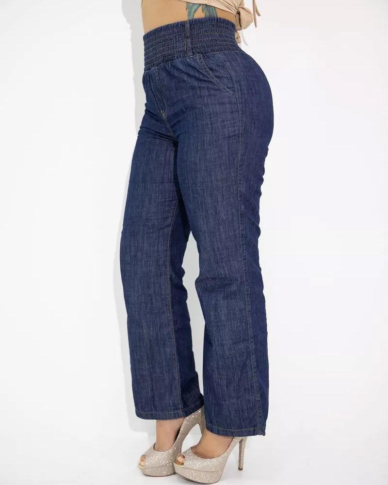 Wide-Leg Jeans With Elastic Waistband（Pre-Sale) - Wishe