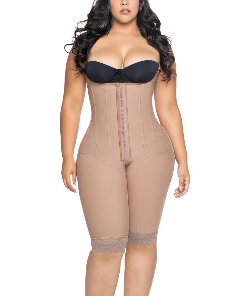 Knee Length Underbust Body Shaper Fajas For Women Postpartum Girdle Body Shaper - Wishe