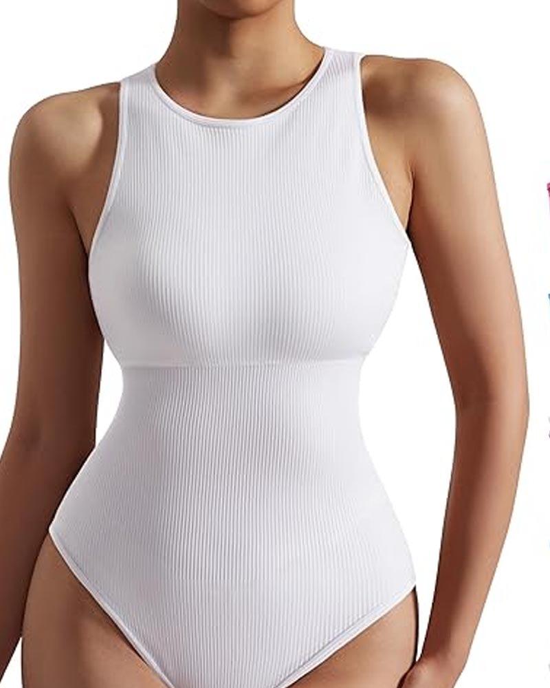 Ribbed Sleeveless Triangle Bodysuit (Pre-Sale) - Wishe