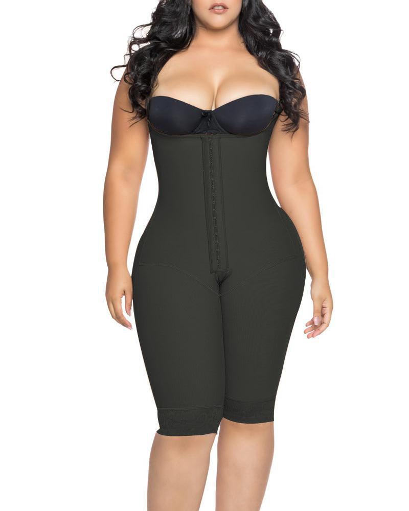 Knee Length Underbust Body Shaper Fajas For Women Postpartum Girdle Body Shaper - Wishe