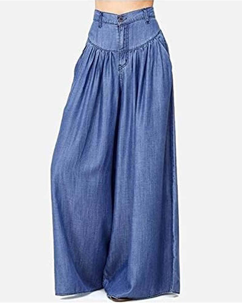 Solid Color Long Wide Leg Flared Pants - Wishe