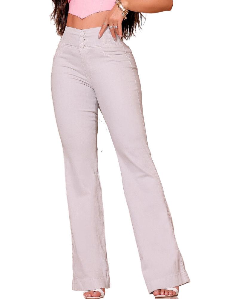 Skinny Flared Jeans With Elastic Waistband (Pre-Sale) - Wishe