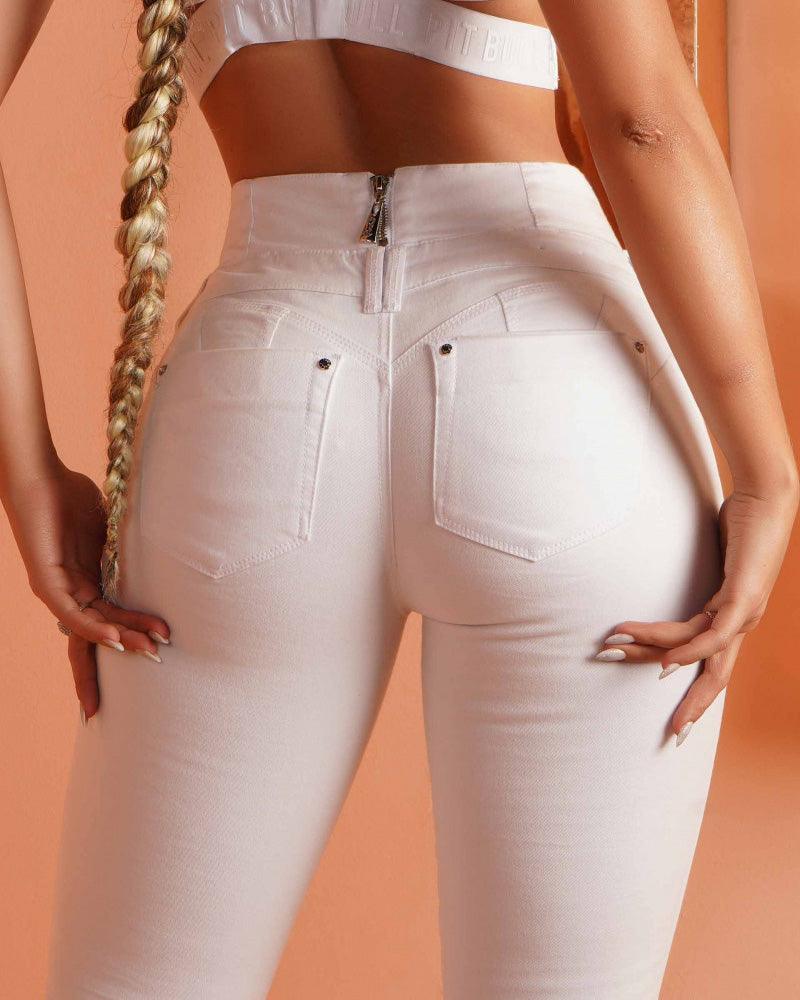 High-Waisted, Back-Zip Skinny Jeans (Pre-Sale) - Wishe