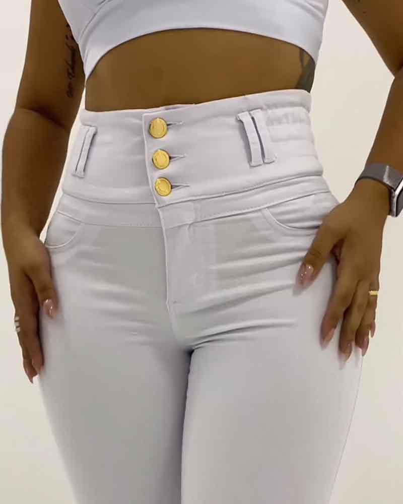 High-Stretch Tight High-Waisted Jeans（pre-sale） - Wishe