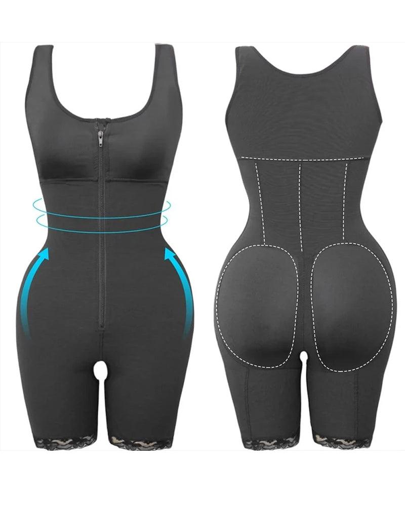 Women Slimming Bodysuit Underwear Butt Lifter Plus Size Shapewear Zipper Control Abdomen Hip-lifting Body Shaper - Wishe