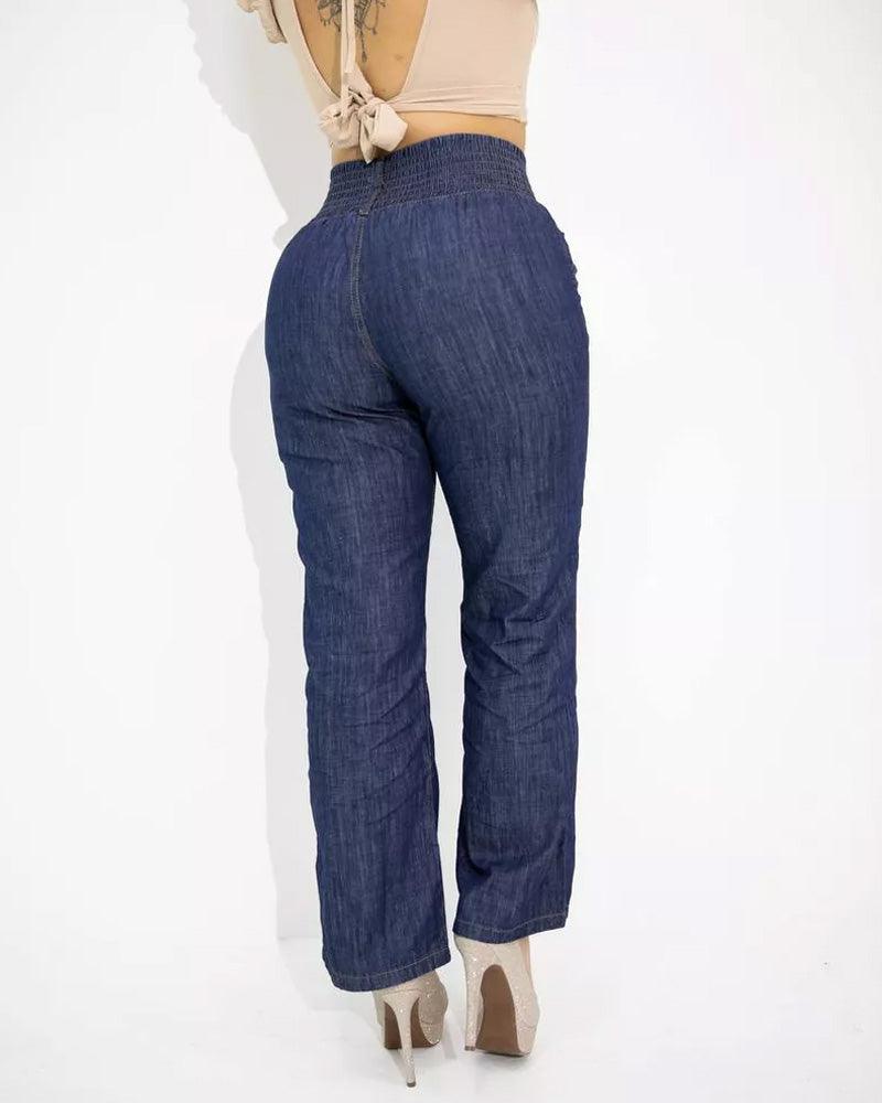 Wide-Leg Jeans With Elastic Waistband（Pre-Sale) - Wishe