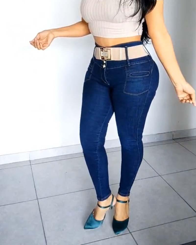 Waist Tight High-Waisted Jeans (Pre-Sale) - Wishe