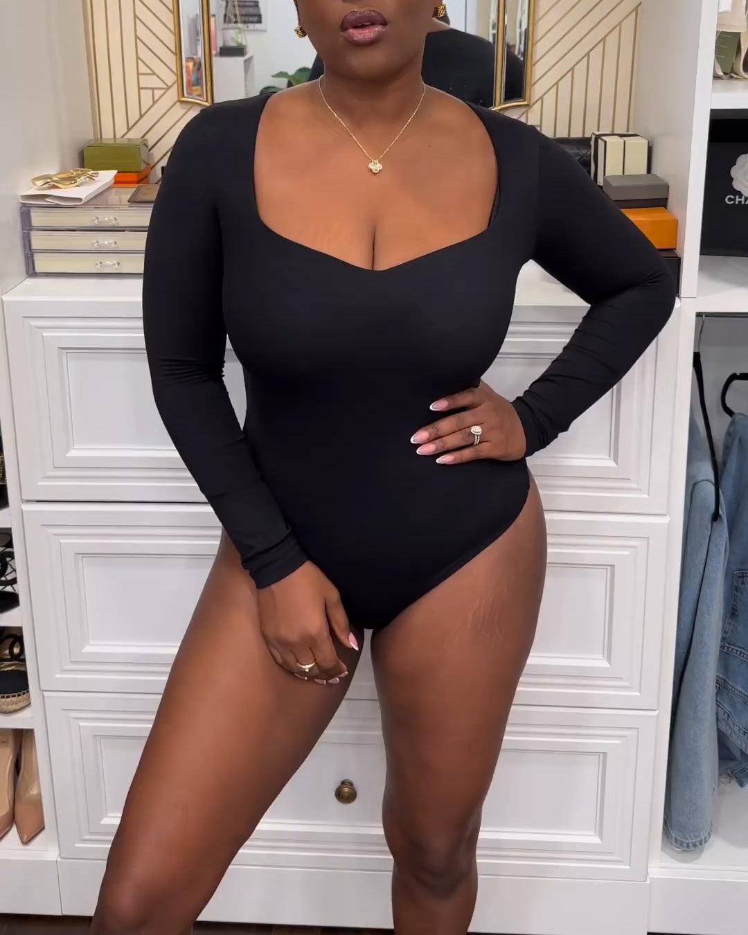 Long Sleeves Seamless Hourglass Bodysuit - Wishe