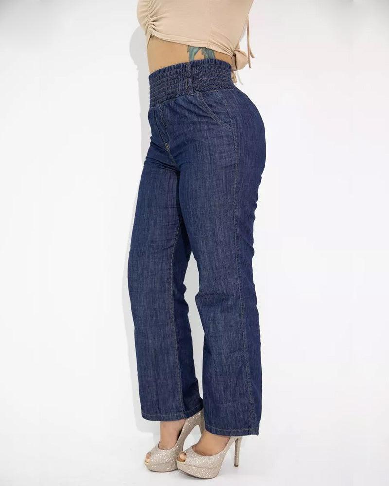 Wide-Leg Jeans With Elastic Waistband（Pre-Sale) - Wishe