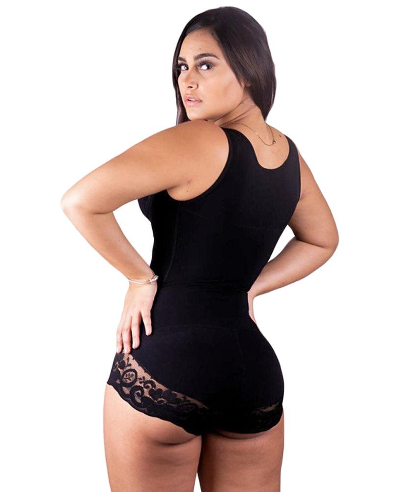 Women Bodysuit Open Bust Tummy Control Shapewear Slimming Fajas Lace Body Shaper - Wishe